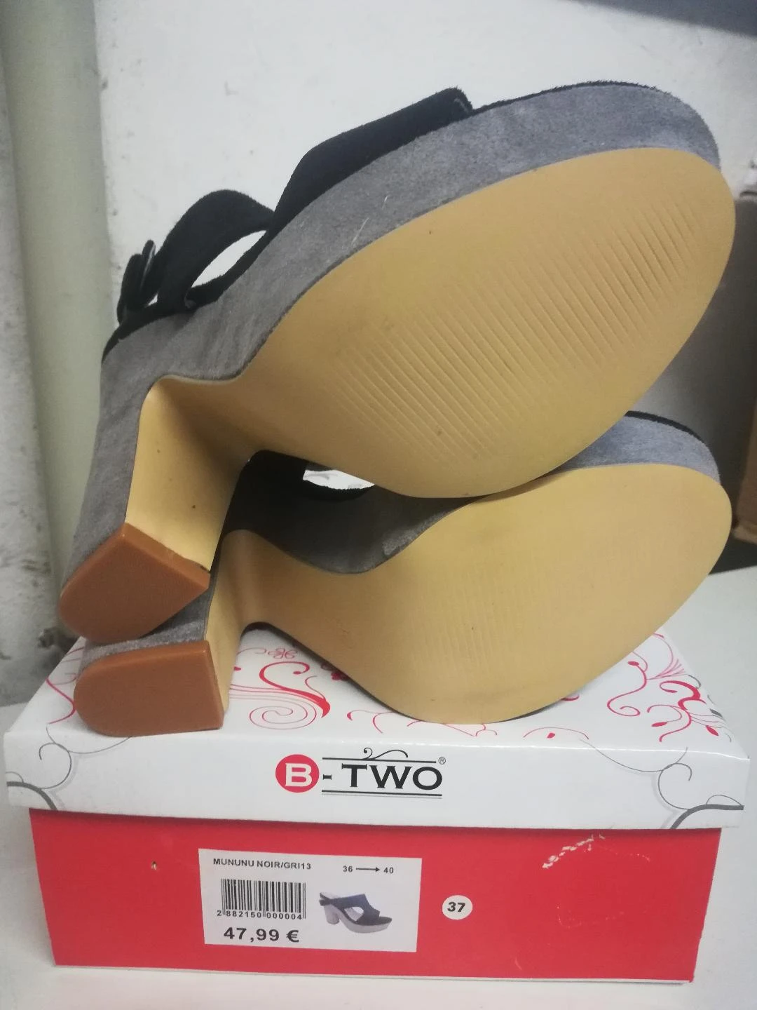 Tweekleurige zwarte/grijze pumps met dikke hoge hak van 12 cm maat 37 - nieuw – photo 11